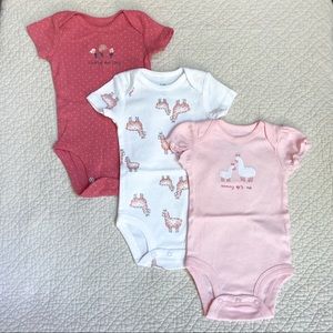 Carter’s Baby Girl Pink Llama Onesies Set of 3